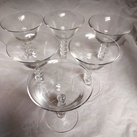 6 Imperial Candlewick 4 Bead Stem Cocktail Glasses. - Picture 4 of 8